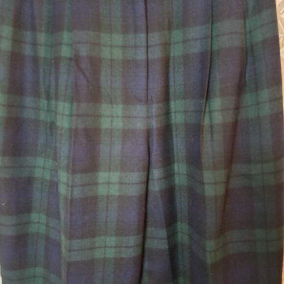 Vintage Woodstock Plaid Wool Pants Punk Green Navy Preppy Festive Tartan SZ 6 - Picture 2 of 12